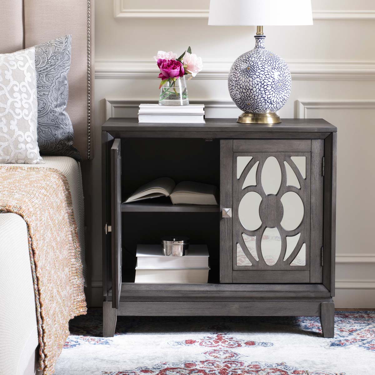 Safavieh Shannon 2 Door Chest , CHS9203 - Grey Wash Walnut/Mirror