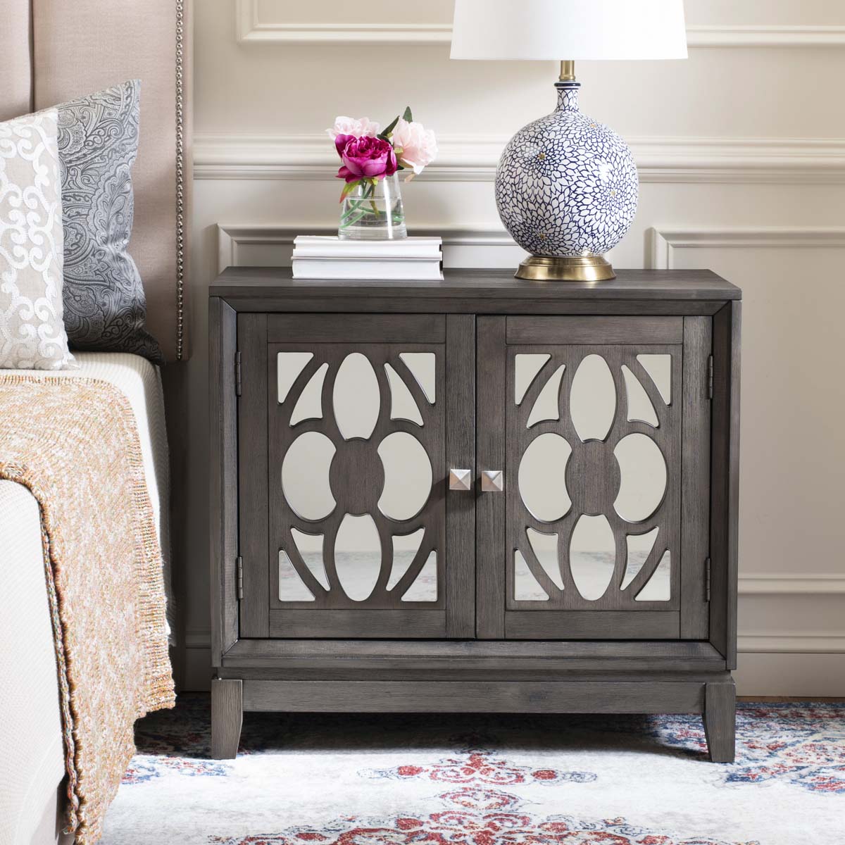 Safavieh Shannon 2 Door Chest , CHS9203 - Grey Wash Walnut/Mirror