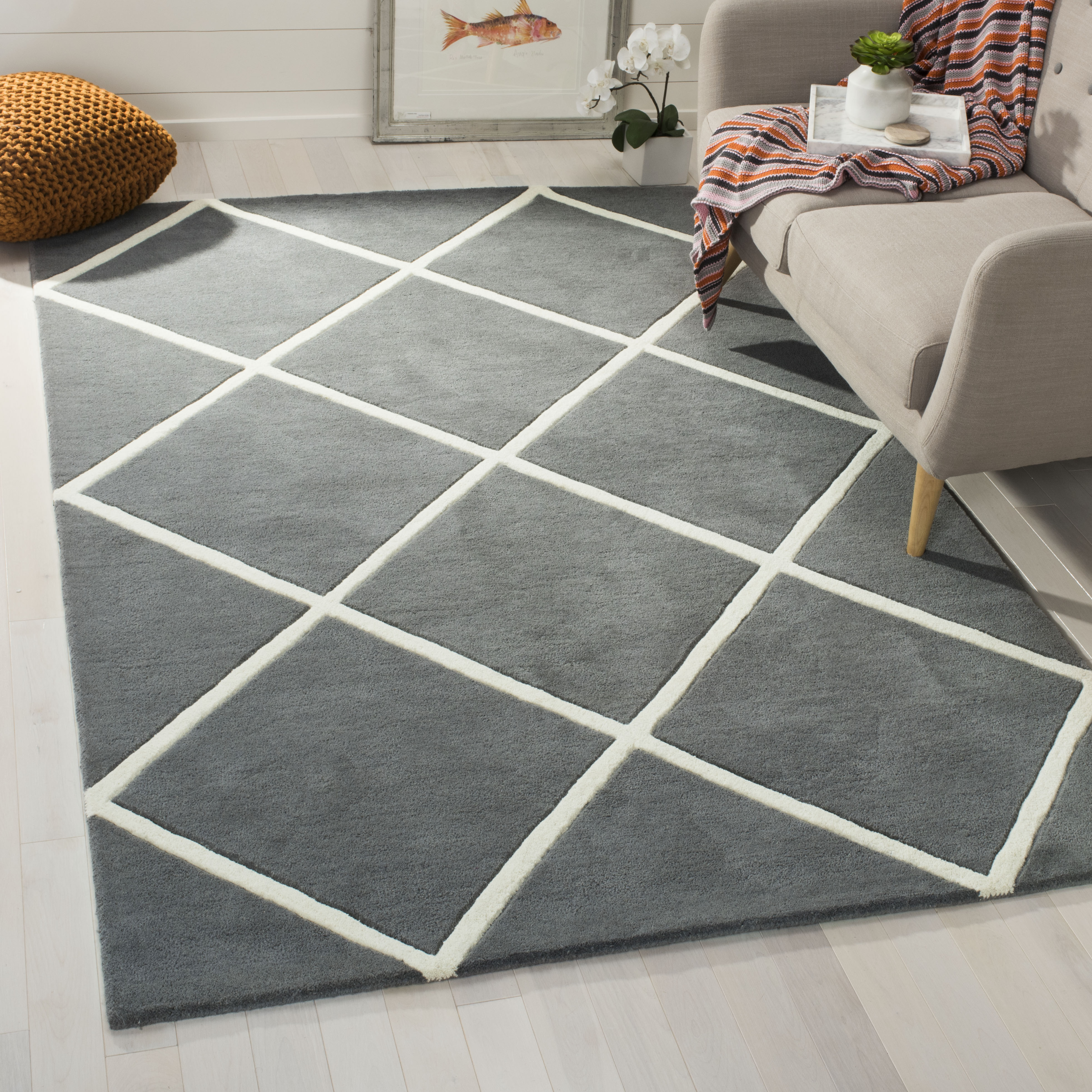 Safavieh Chatham 720 Rug, CHT720 - Dark Grey / Ivory
