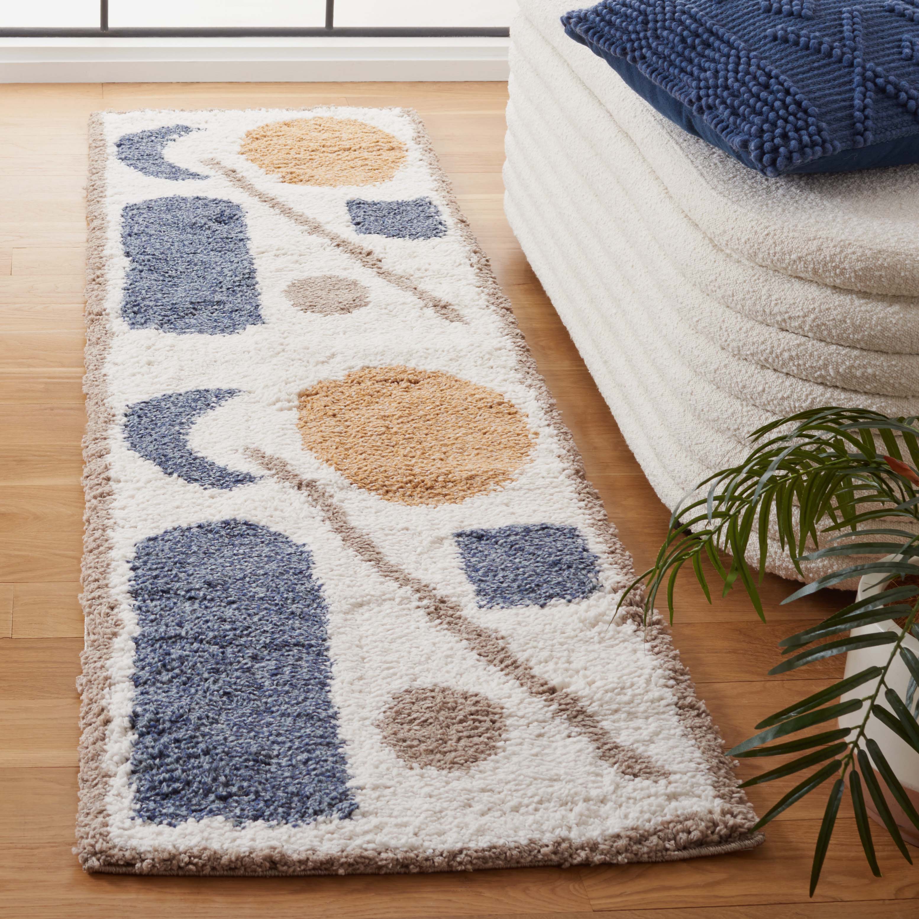 Safavieh Calico Shag 114 Rug, CLC114 - Ivory / Blue