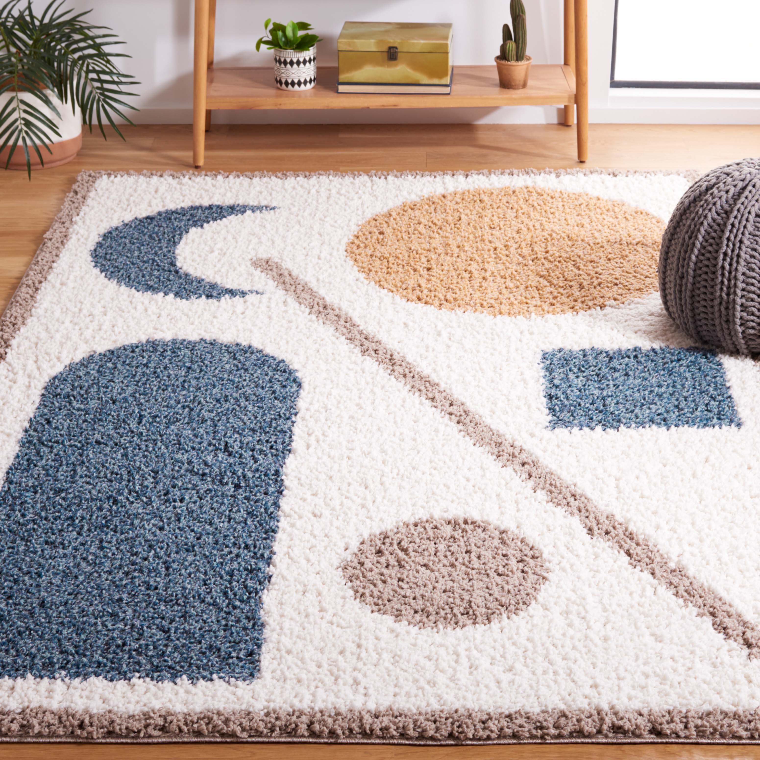 Safavieh Calico Shag 114 Rug, CLC114 - Ivory / Blue