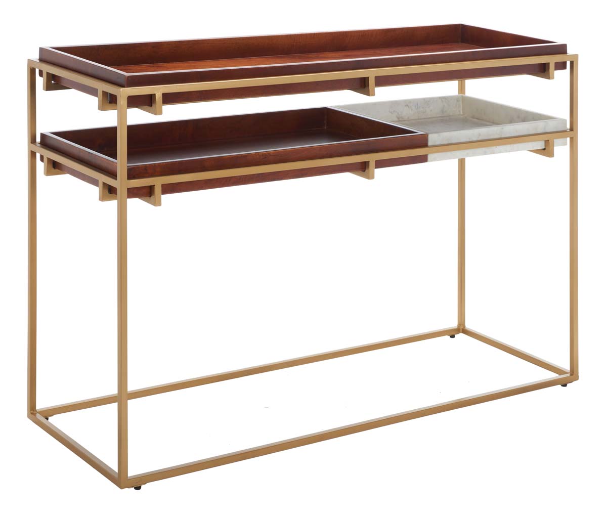 Safavieh Akari Marble Console Table , CNS3700 - Brown/White Marble/Gold