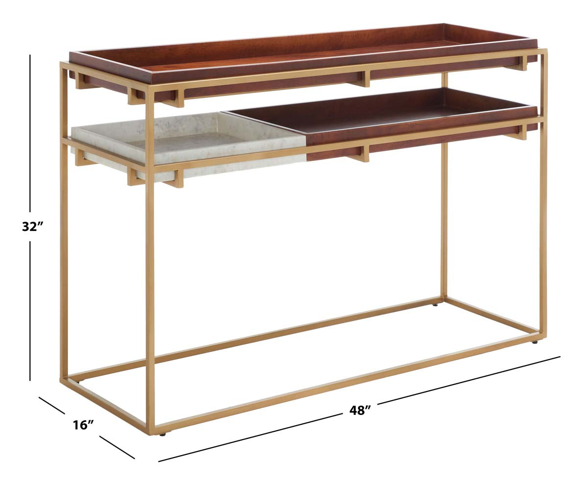 Safavieh Akari Marble Console Table , CNS3700 - Brown/White Marble/Gold