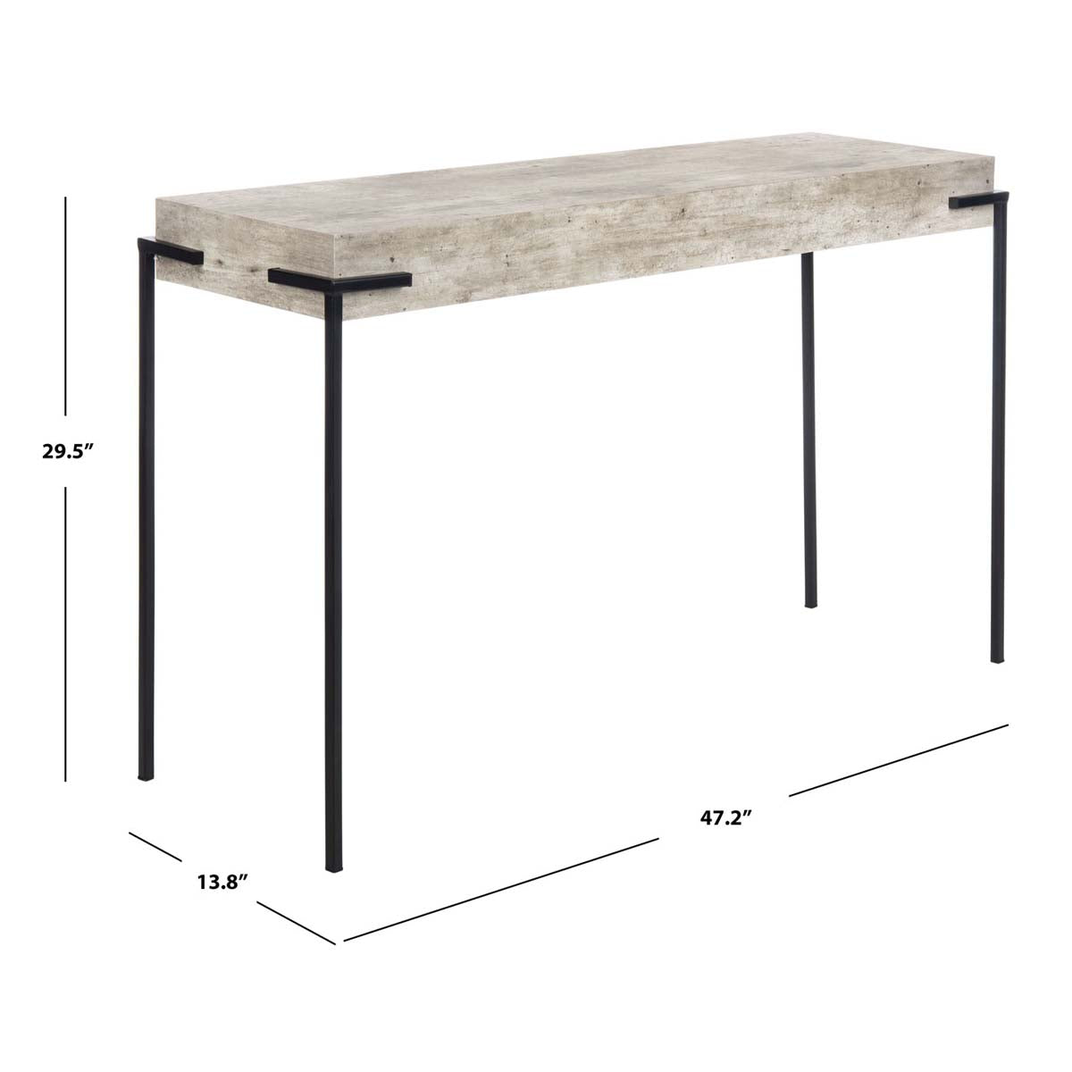 Safavieh Eli Rectangle Console Table , CNS4200 - Light Grey Faux Concrete/Black