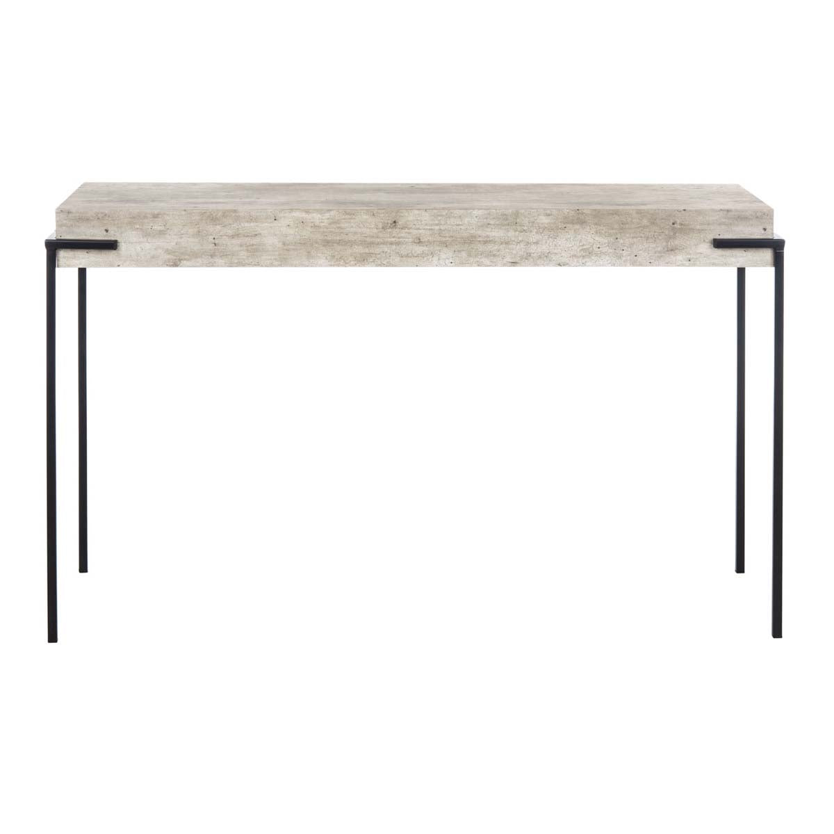 Safavieh Eli Rectangle Console Table , CNS4200 - Light Grey Faux Concrete/Black