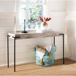 Safavieh Eli Rectangle Console Table , CNS4200 - Light Grey Faux Concrete/Black