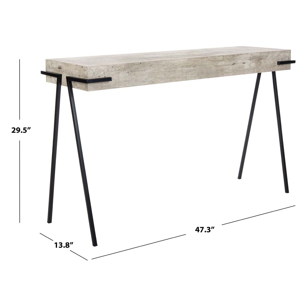 Safavieh Jett Rectangle Console Table , CNS4201 - Light Grey Faux Concrete/Black