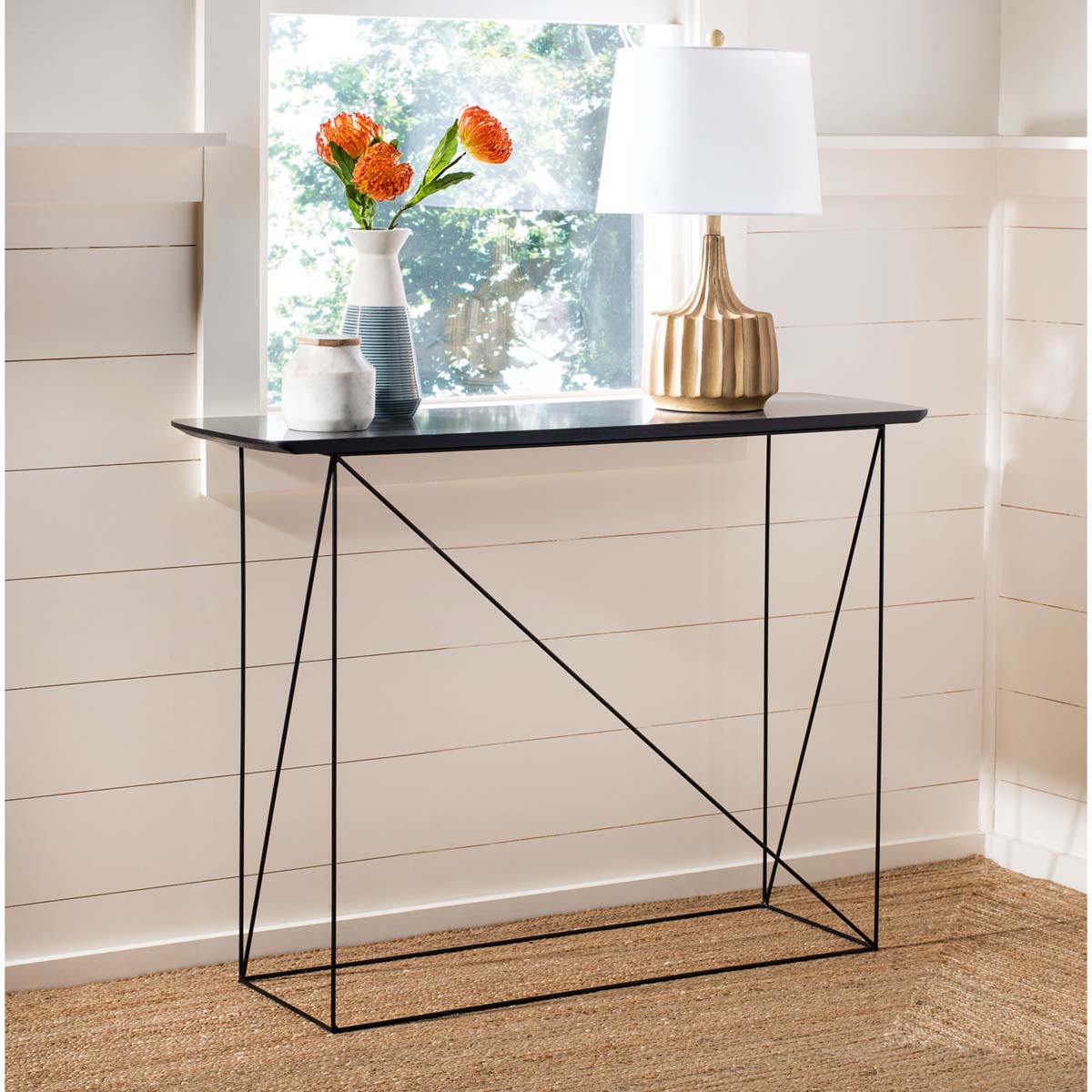 Safavieh Rylee Rectangle Console Table , CNS4202 - Faux Grey Sandstone/Black