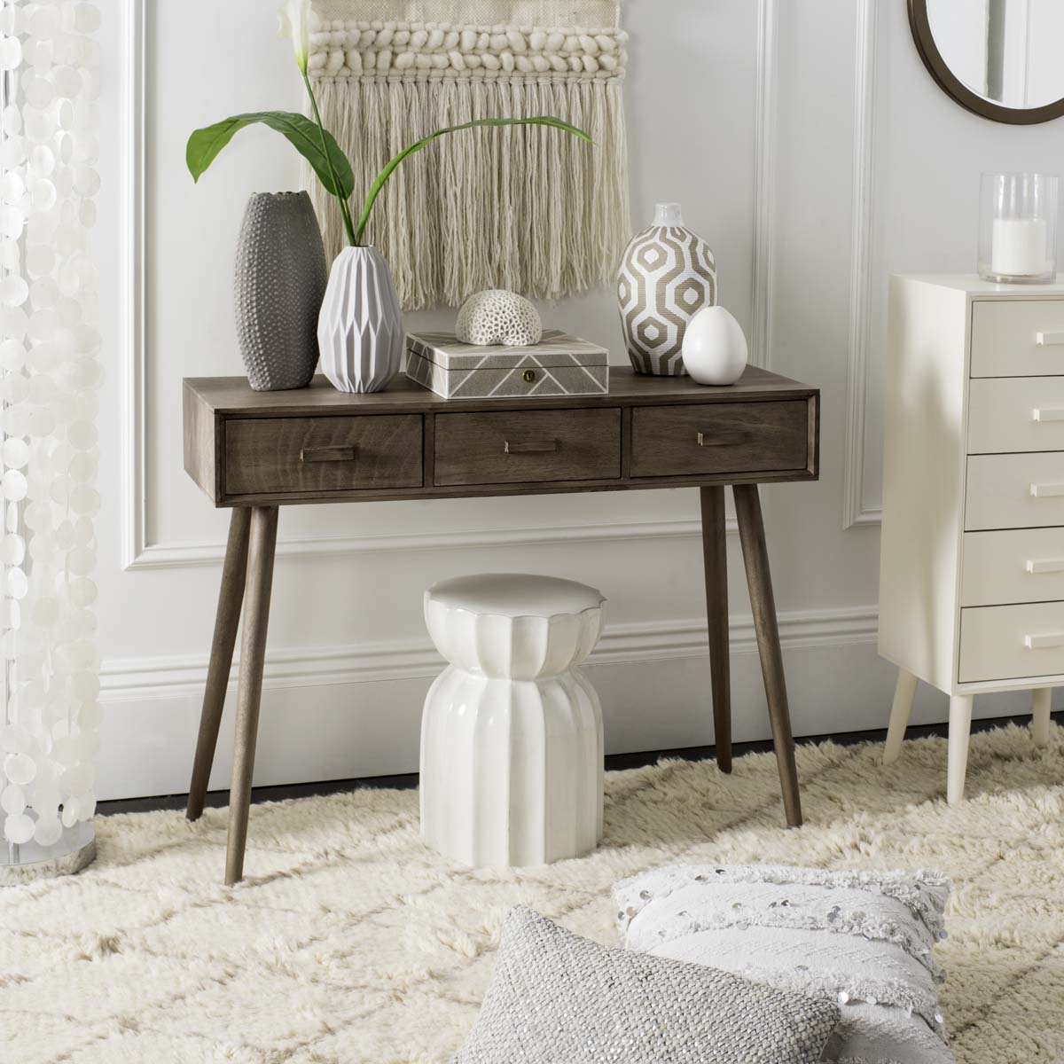 Safavieh Albus 3 Drawer Console Table , CNS5701 - Chocolate