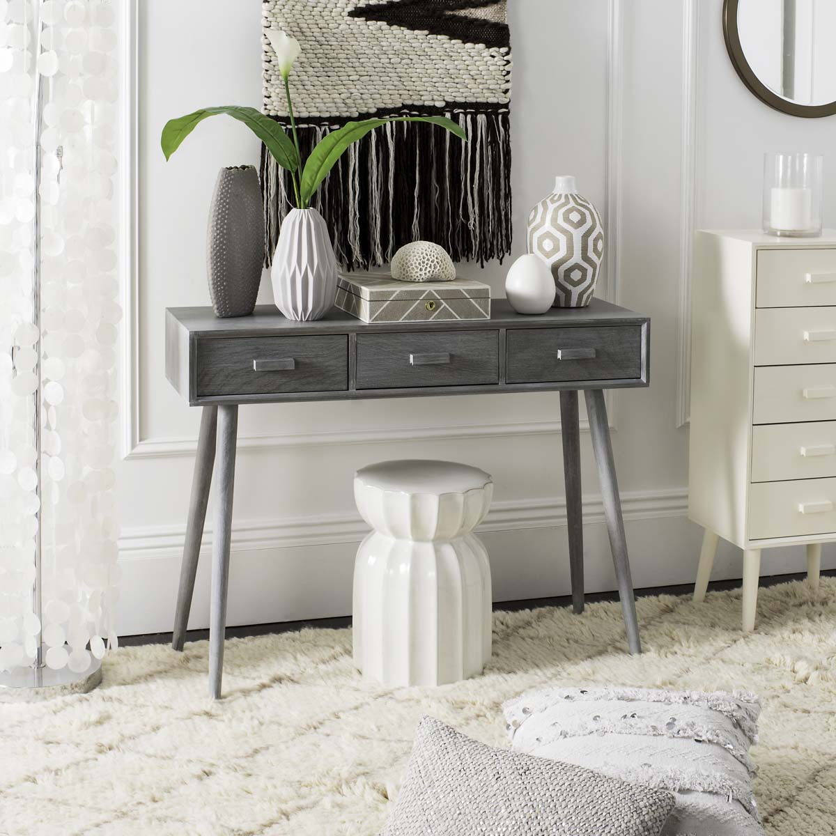 Safavieh Albus 3 Drawer Console Table , CNS5701 - Slate Grey