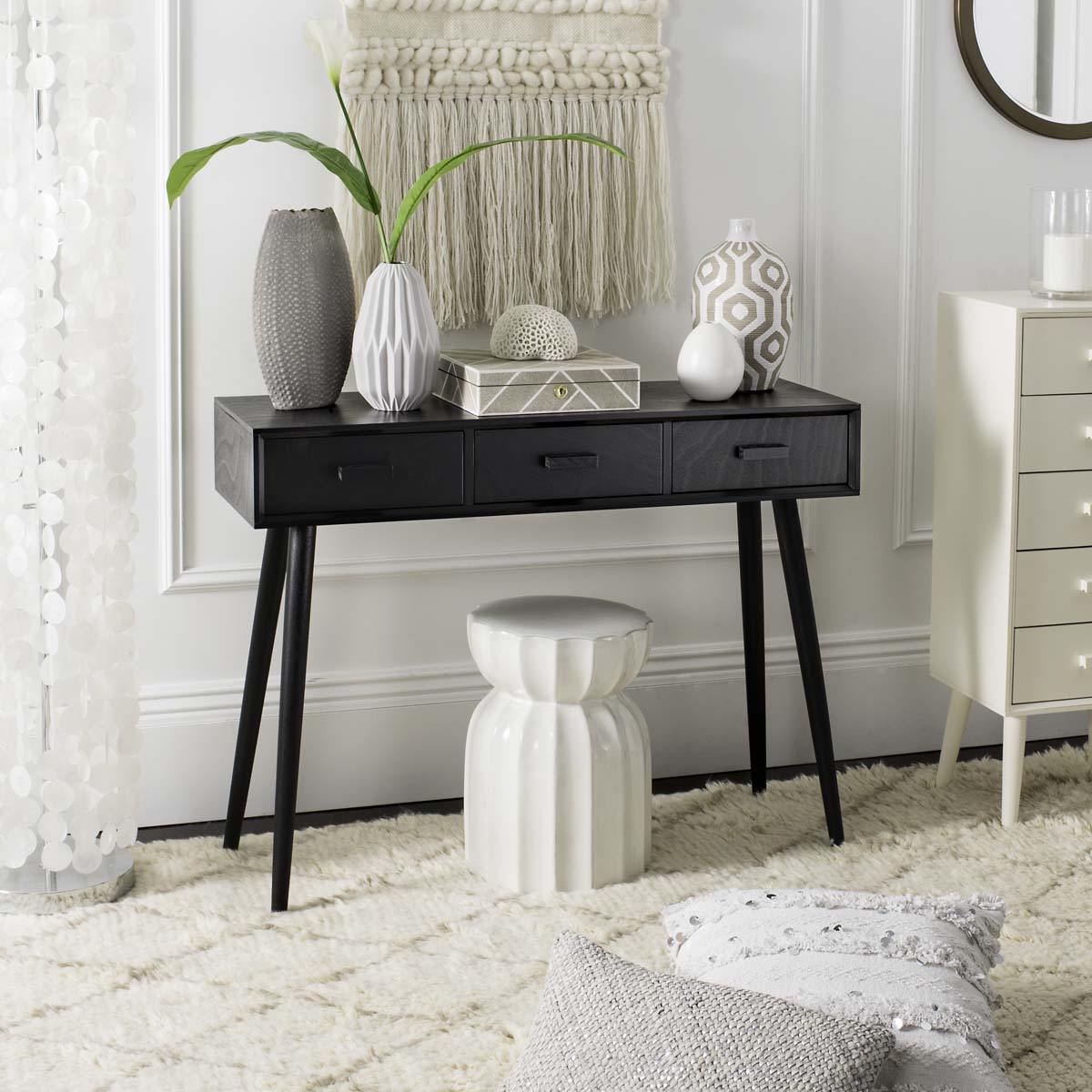 Safavieh Albus 3 Drawer Console Table , CNS5701 - Black