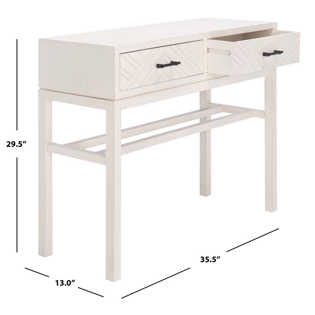 Safavieh Ajana 2 Drawer Console, CNS5709 - Distressed White W/Distressed White Drawer