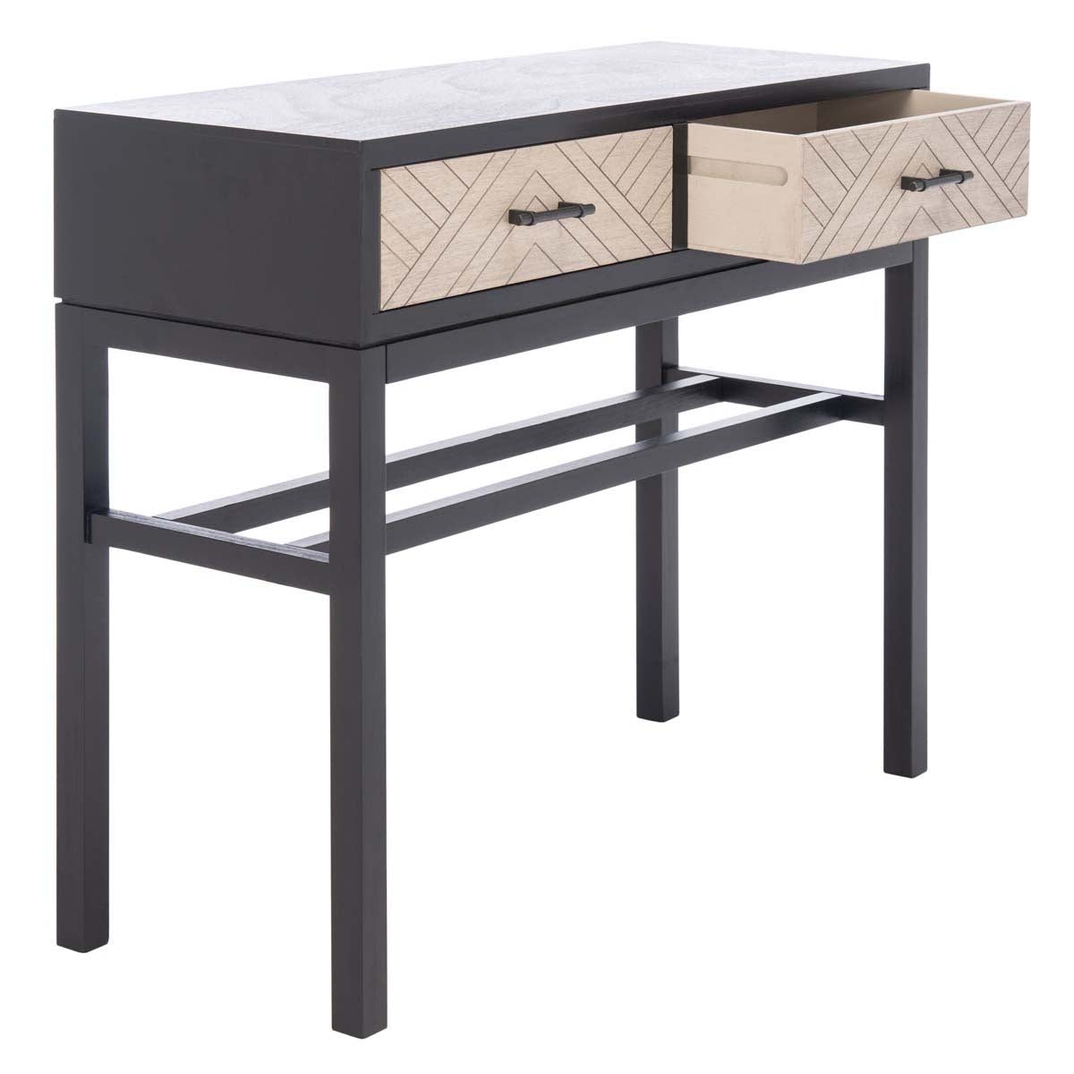Safavieh Ajana 2 Drawer Console, CNS5709 - Black W/ Greige Drawer