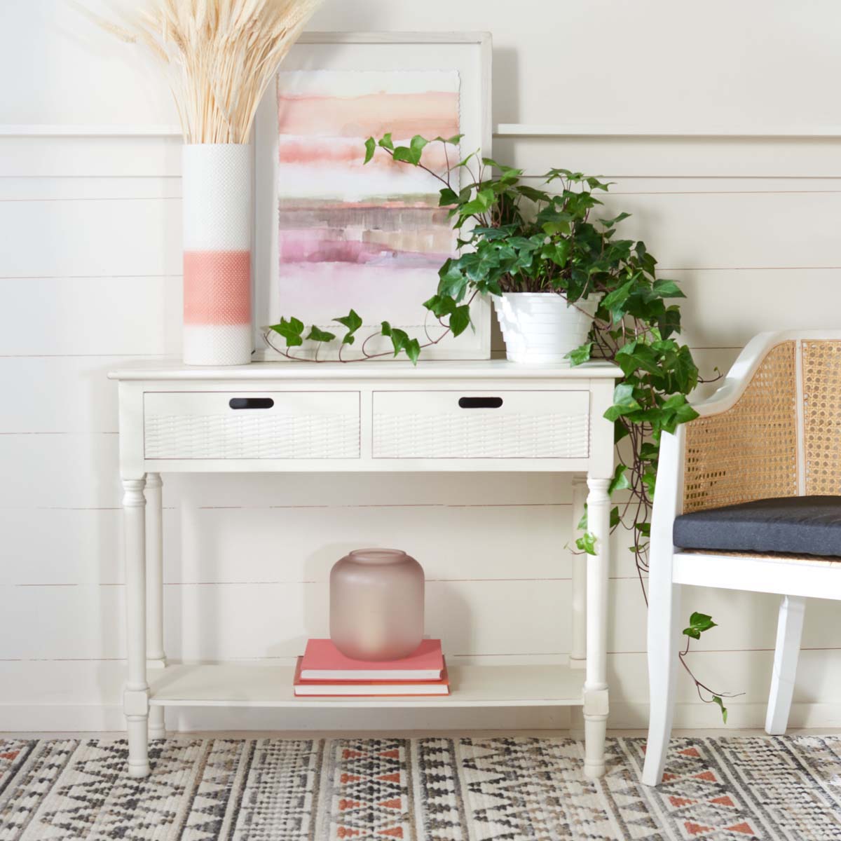 Safavieh Landers 2 Drawer Console, CNS5710 - Distressed White