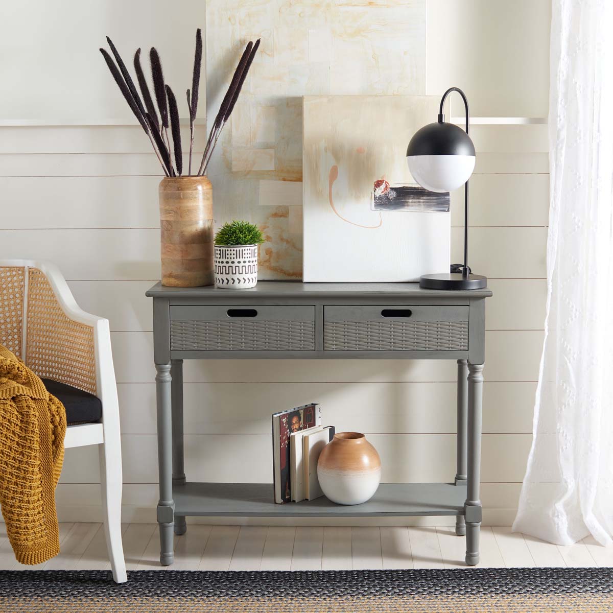 Safavieh Landers 2 Drawer Console, CNS5710 - Distressed Grey