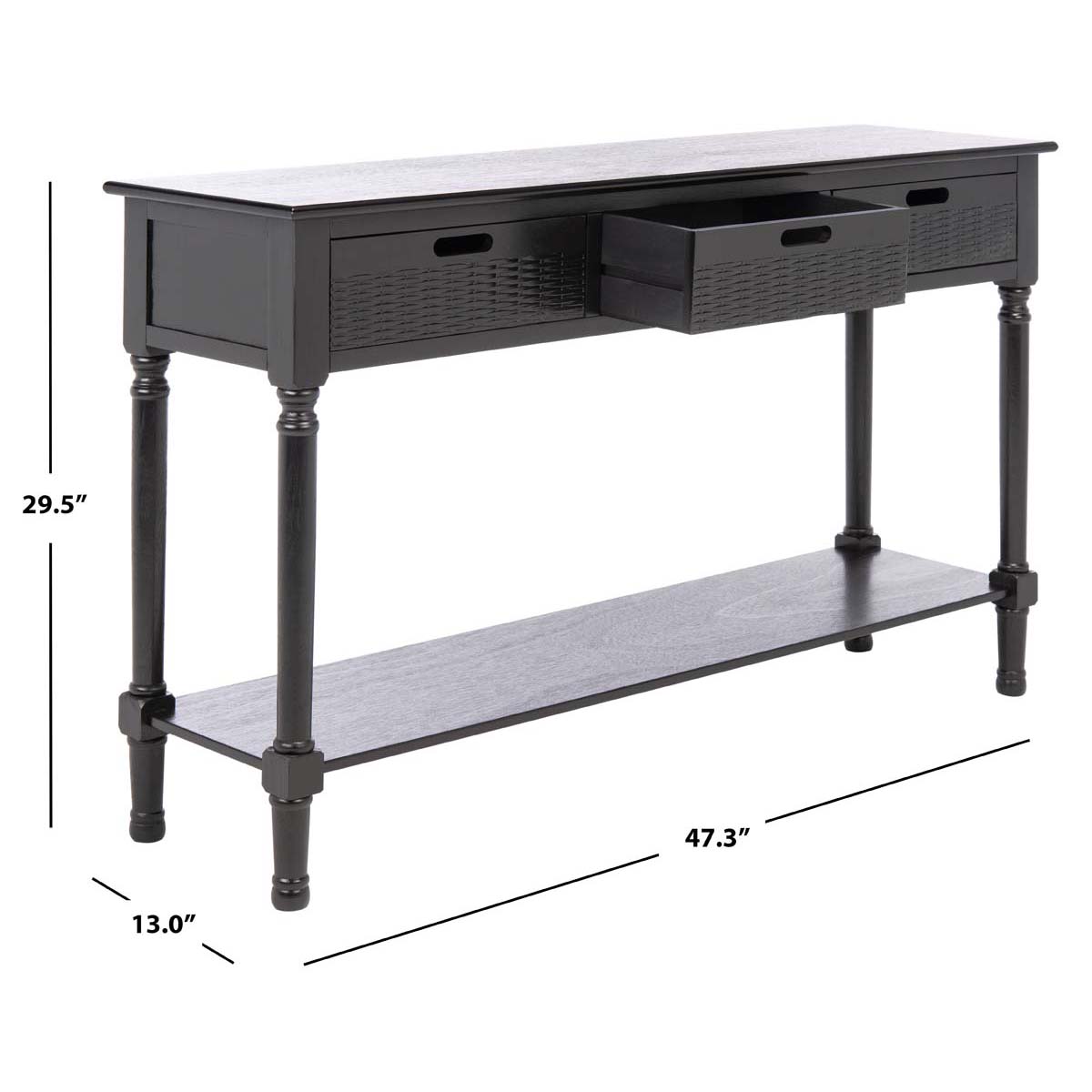 Safavieh Landers 3 Drawer Console, CNS5711 - Black