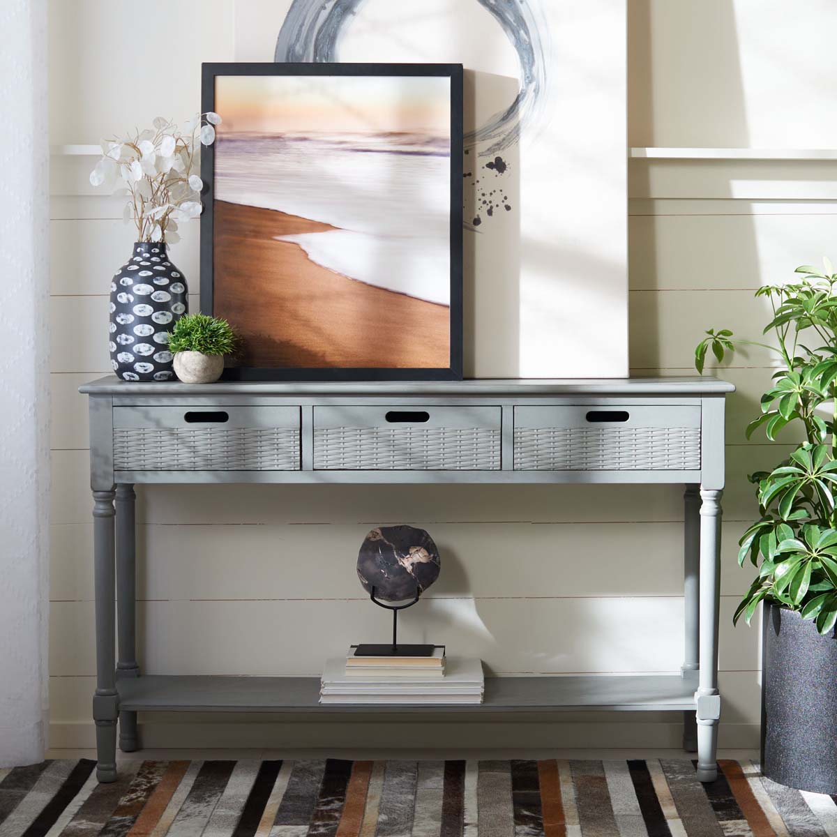 Safavieh Landers 3 Drawer Console, CNS5711 - Distressed Grey