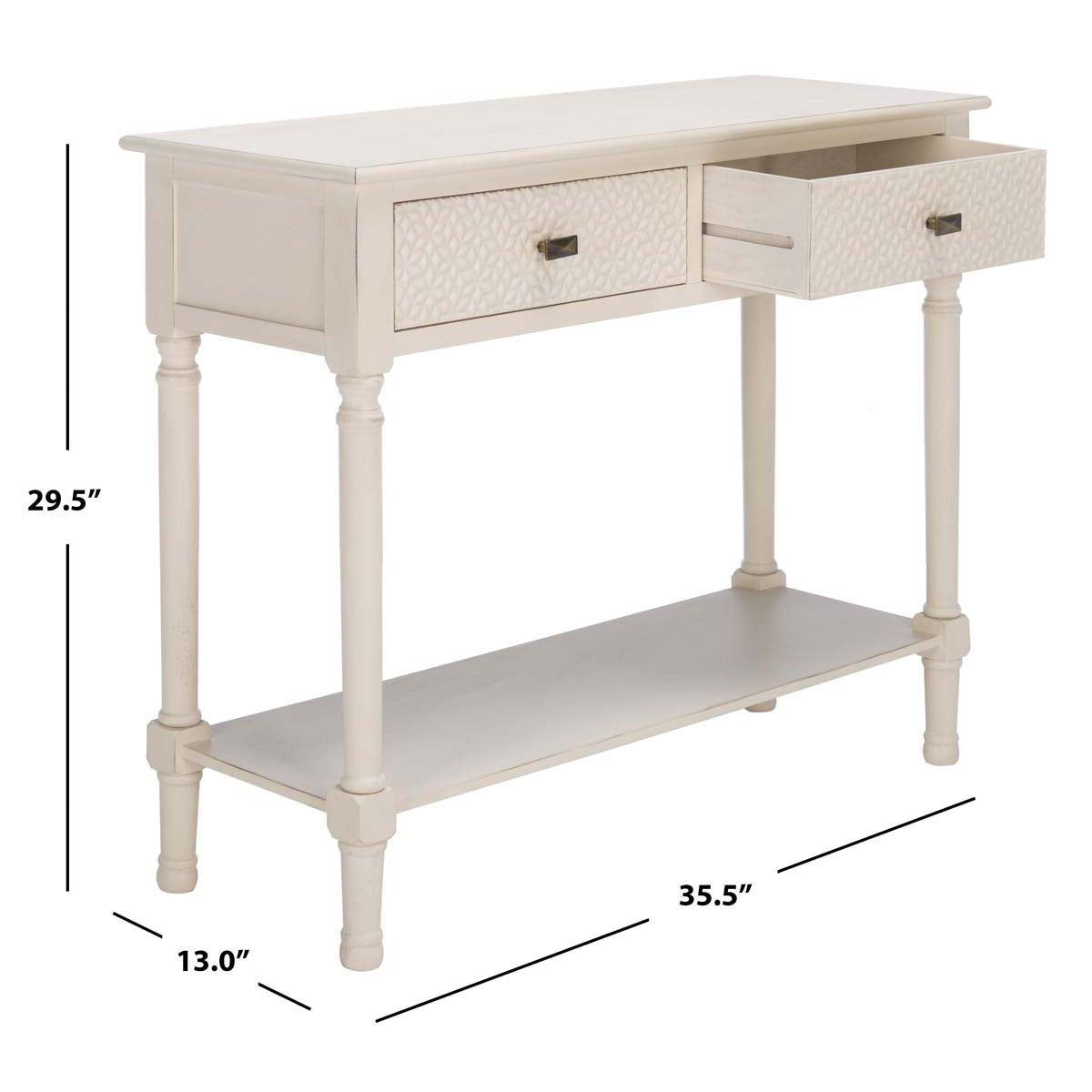 Safavieh Halton 2Drw Console Table, CNS5718 - Distressed White
