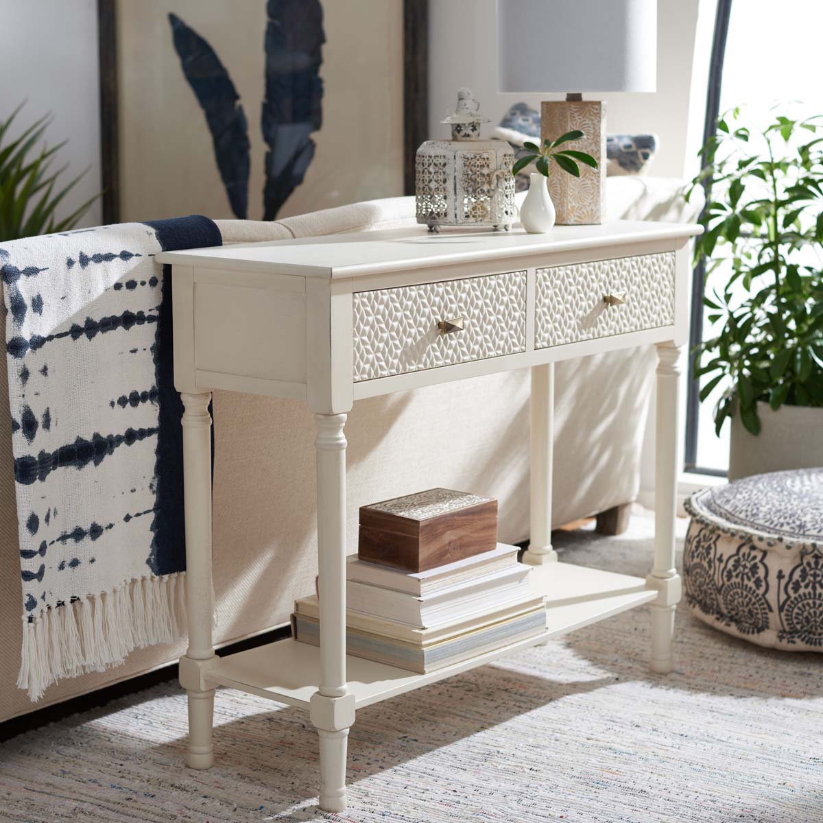 Safavieh Halton 2Drw Console Table, CNS5718 - Distressed White