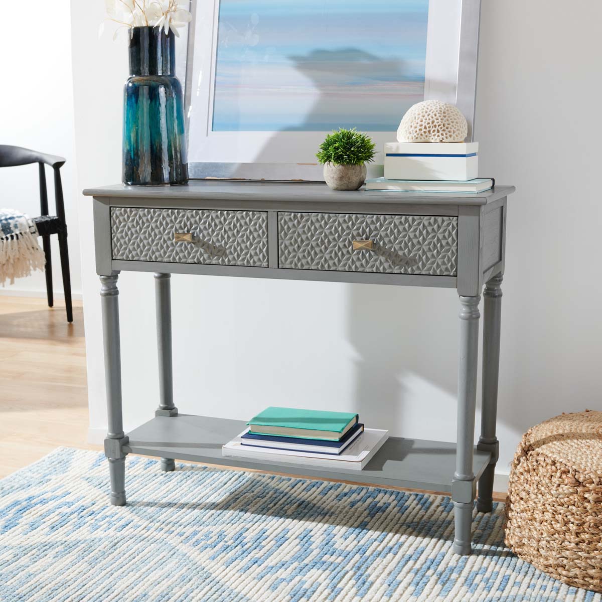 Safavieh Halton 2Drw Console Table , CNS5718 - Distressed / Grey
