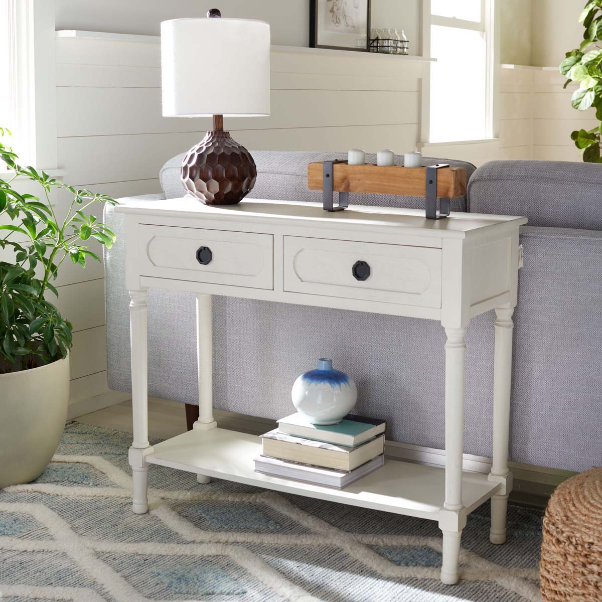 Safavieh Allura 2Drw Console Table, CNS5725 - Distressed White
