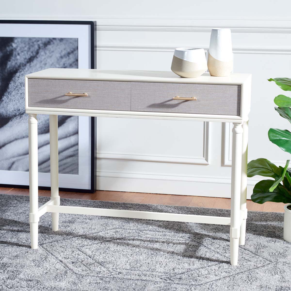 Safavieh Estella 2Drw Console Table , CNS5731 - Distrssed White