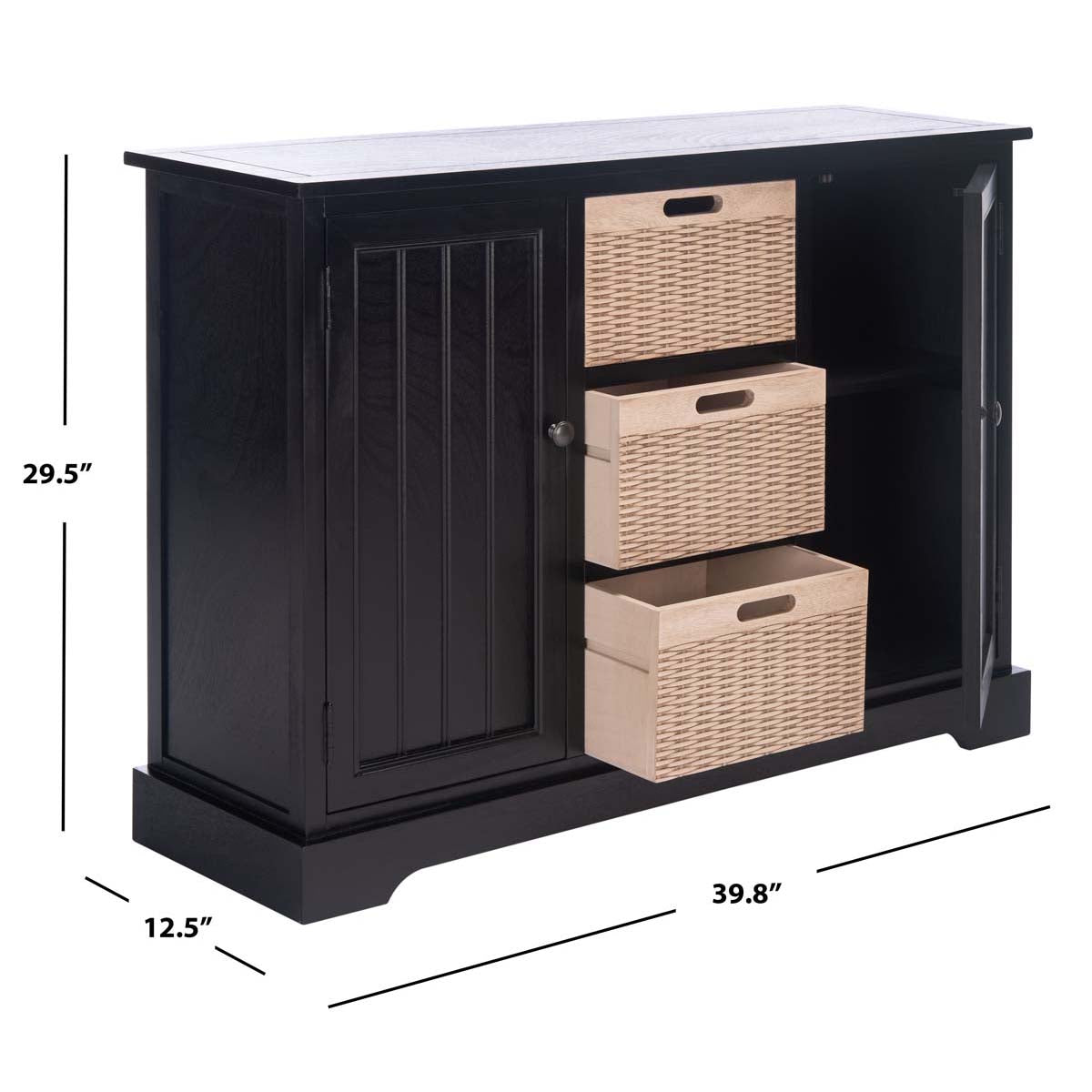 Safavieh Landers 2Dr & 3 Removable Baskets, CNS5736 - Black W/ Natural Baskets