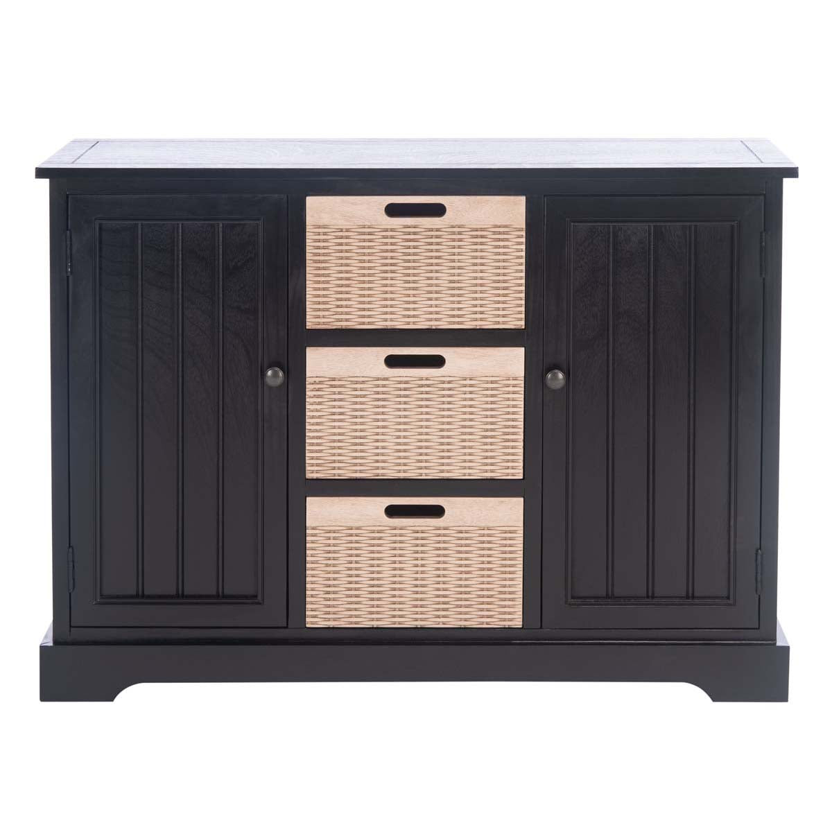 Safavieh Landers 2Dr & 3 Removable Baskets, CNS5736 - Black W/ Natural Baskets