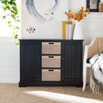 Safavieh Landers 2Dr & 3 Removable Baskets, CNS5736 - Black W/ Natural Baskets