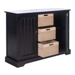 Safavieh Landers 2Dr & 3 Removable Baskets, CNS5736 - Black W/ Natural Baskets