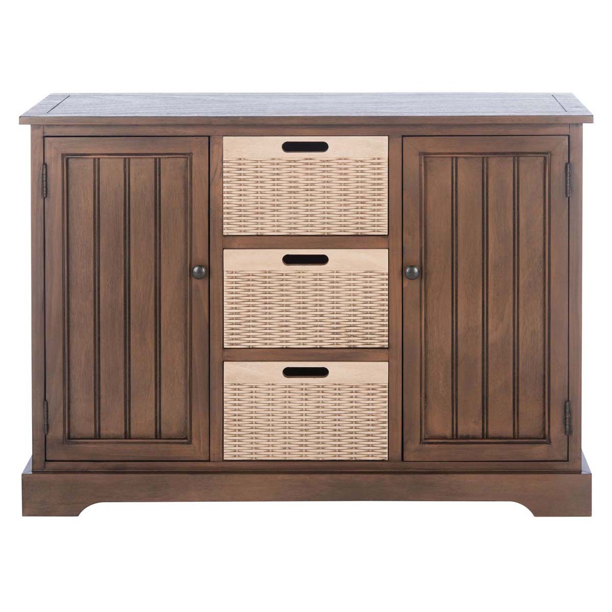 Safavieh Landers 2Dr & 3 Removable Baskets, CNS5736 - Brown W / Natural Baskets