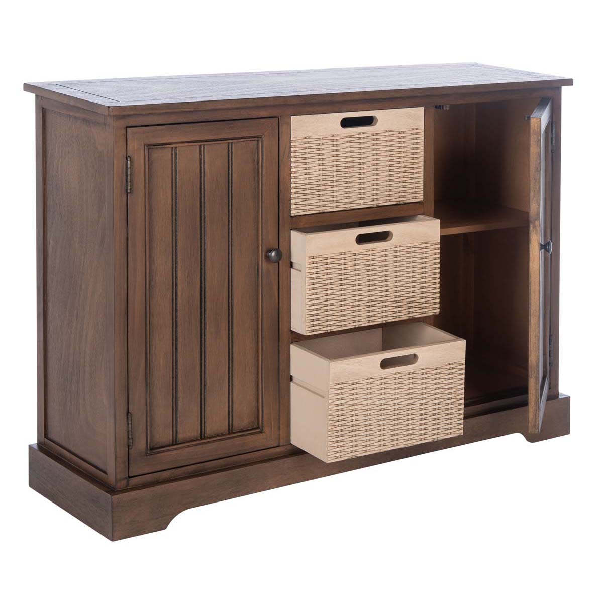 Safavieh Landers 2Dr & 3 Removable Baskets, CNS5736 - Brown W / Natural Baskets