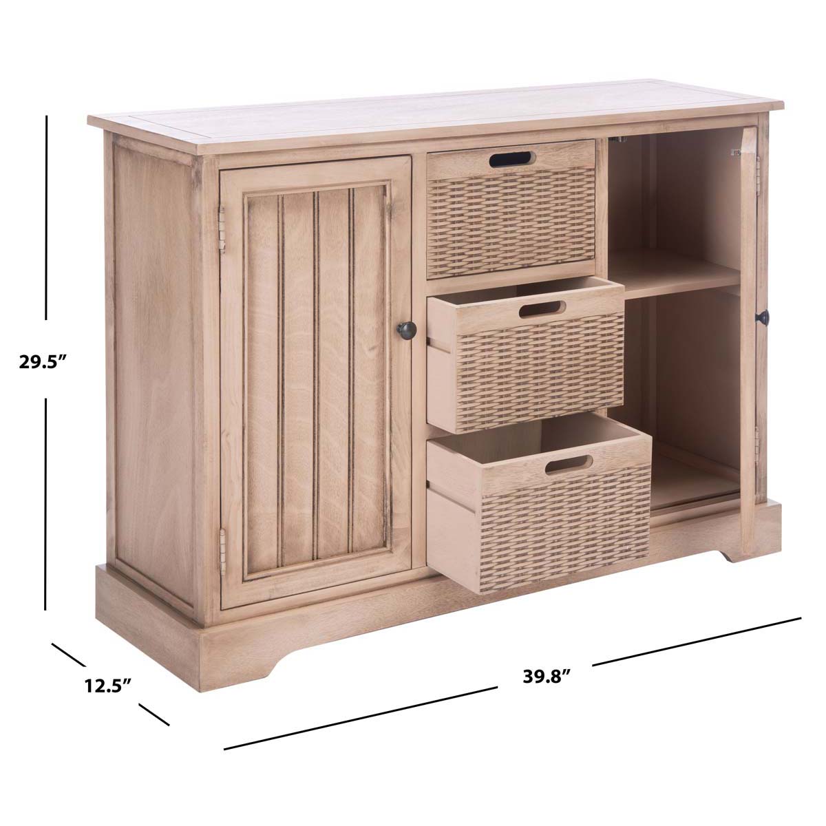 Safavieh Landers 2Dr & 3 Removable Baskets, CNS5736 - Sand W / Natural Baskets