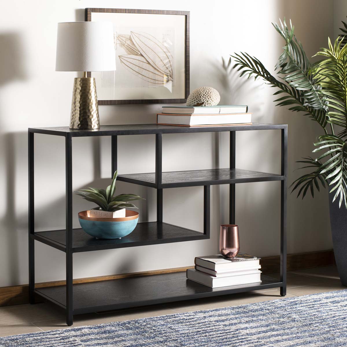 Safavieh Reese Geometric Console Table , CNS6203 - Black / Matte Black