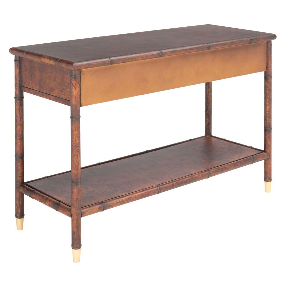 Safavieh Tudor 2 Drawer 1 Shelf Console Table , CNS6600 - Dark Brown / Gold