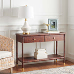 Safavieh Tudor 2 Drawer 1 Shelf Console Table , CNS6600 - Dark Brown / Gold