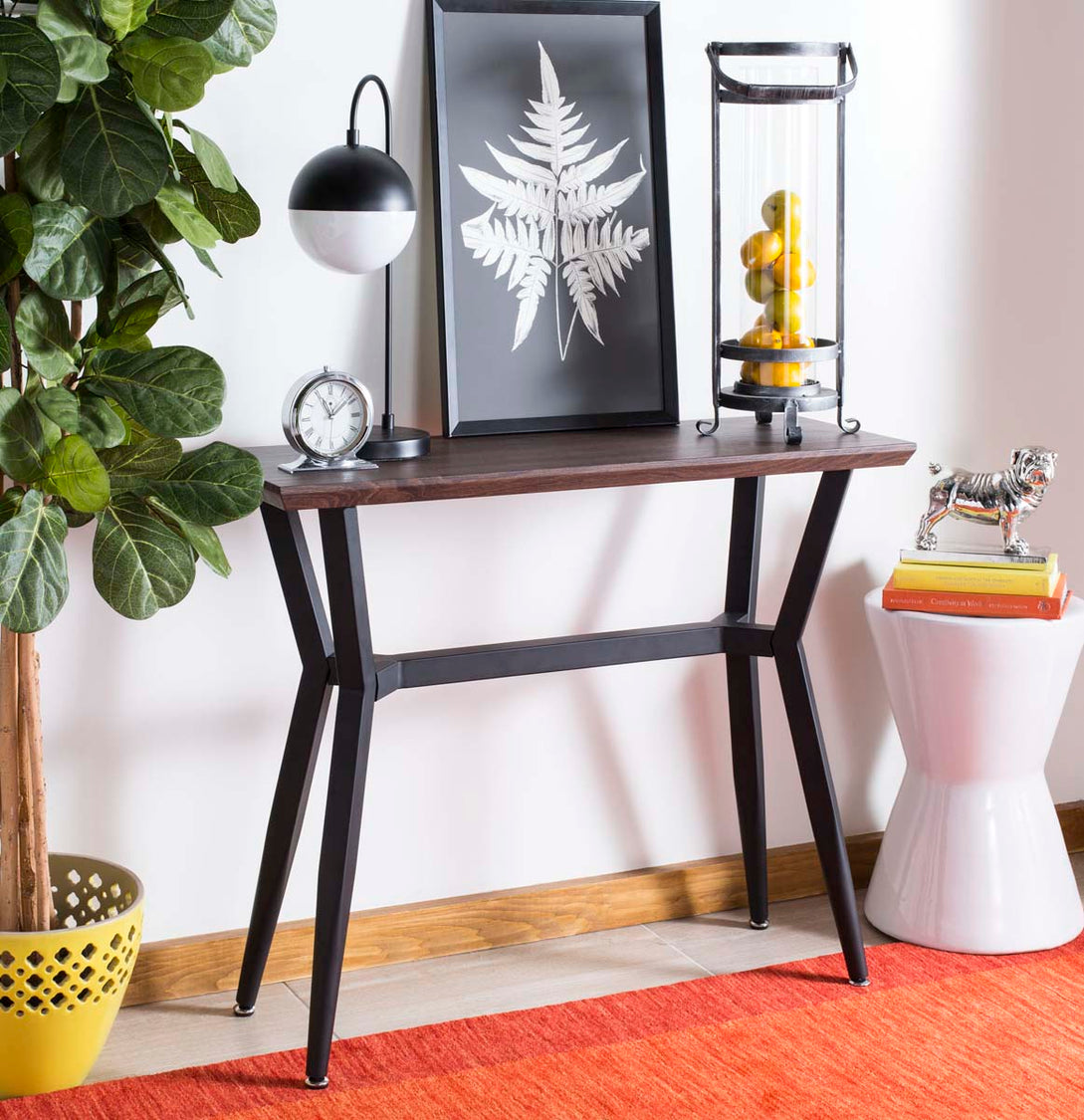 Safavieh Andrew Rectangular Midcentury Modern Console Table , CNS7002 - Brown/Black Metal Legs