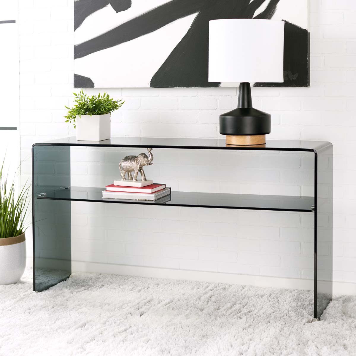Safavieh Dash Tempered Glass 1 Shelf Console Table , CNS7302 - Clear / Grey