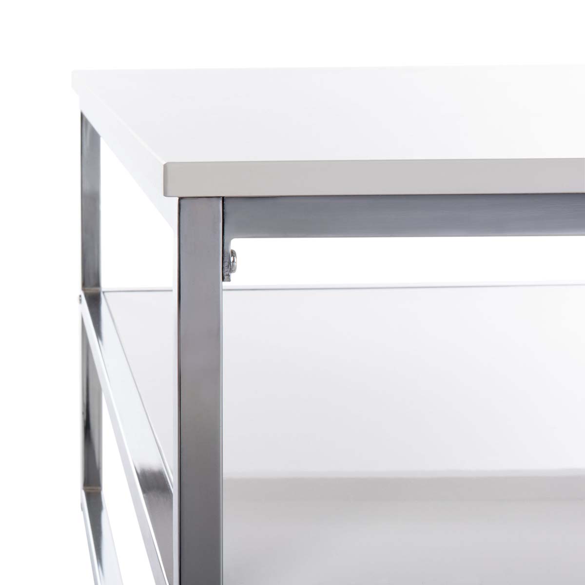 Safavieh Aliza 2 Tier Square Coffee Table , COF2200 - White Lacquer/Chrome