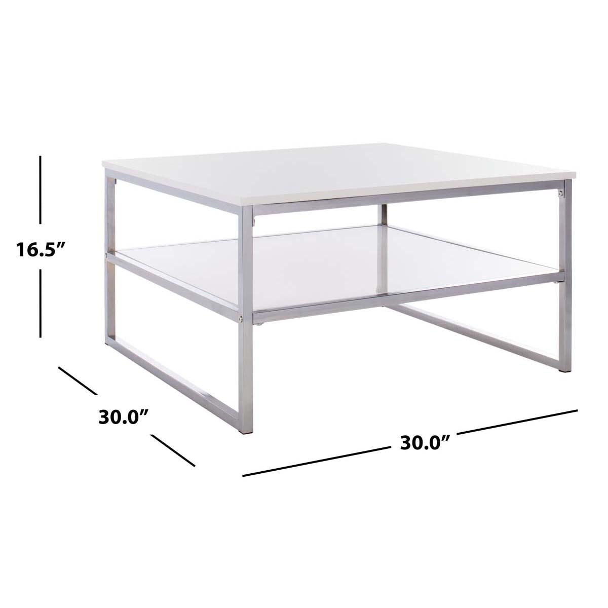 Safavieh Aliza 2 Tier Square Coffee Table , COF2200 - White Lacquer/Chrome