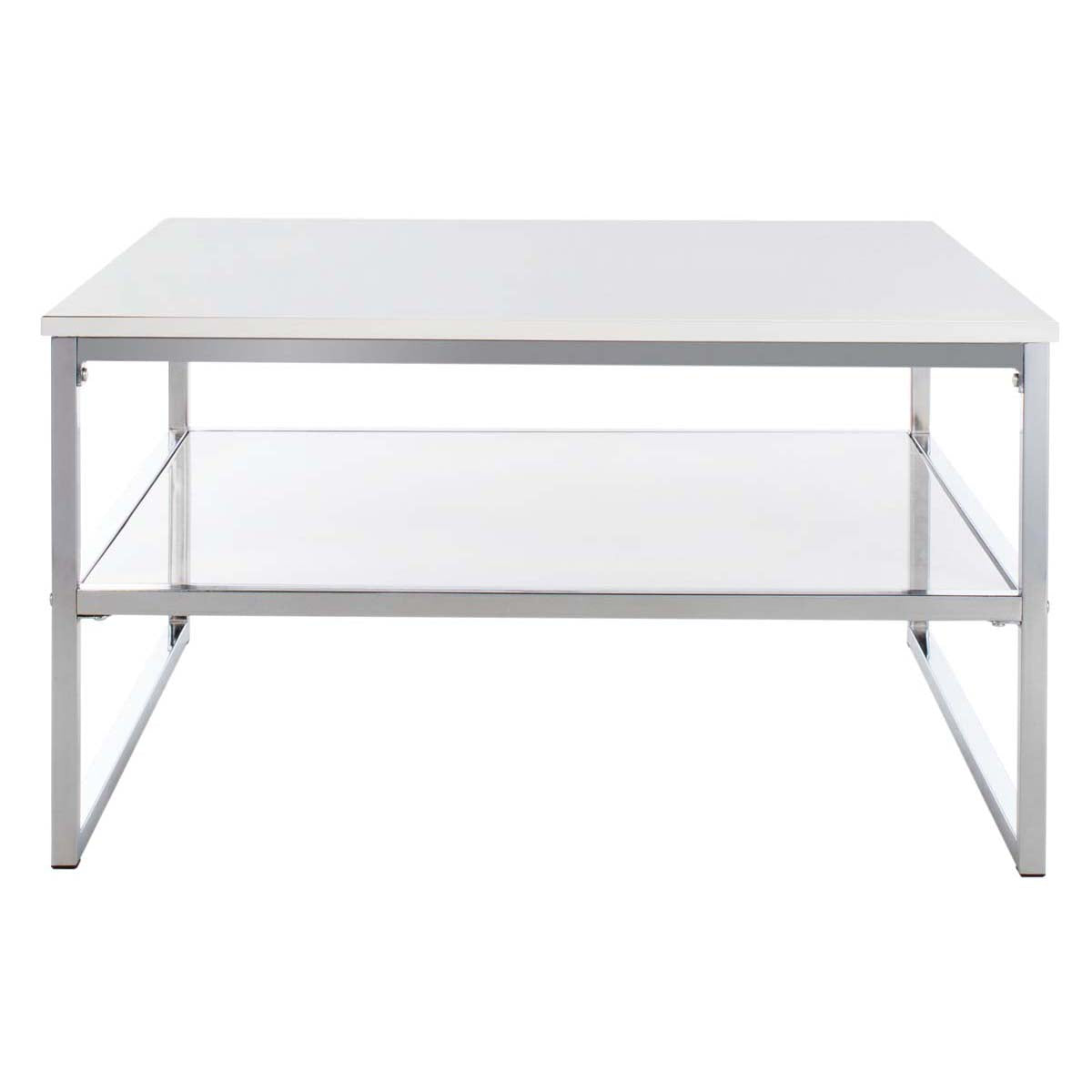 Safavieh Aliza 2 Tier Square Coffee Table , COF2200 - White Lacquer/Chrome