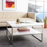 Safavieh Aliza 2 Tier Square Coffee Table , COF2200 - White Lacquer/Chrome