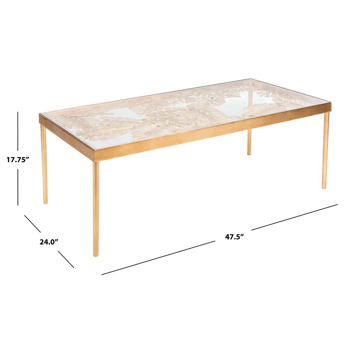 Safavieh Leilani Palm Leaf Coffee Table , COF2500 - Gold Leaf/Glass