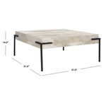 Safavieh Eli Square Coffee Table , COF4200 - Light Grey Faux Concrete/Black