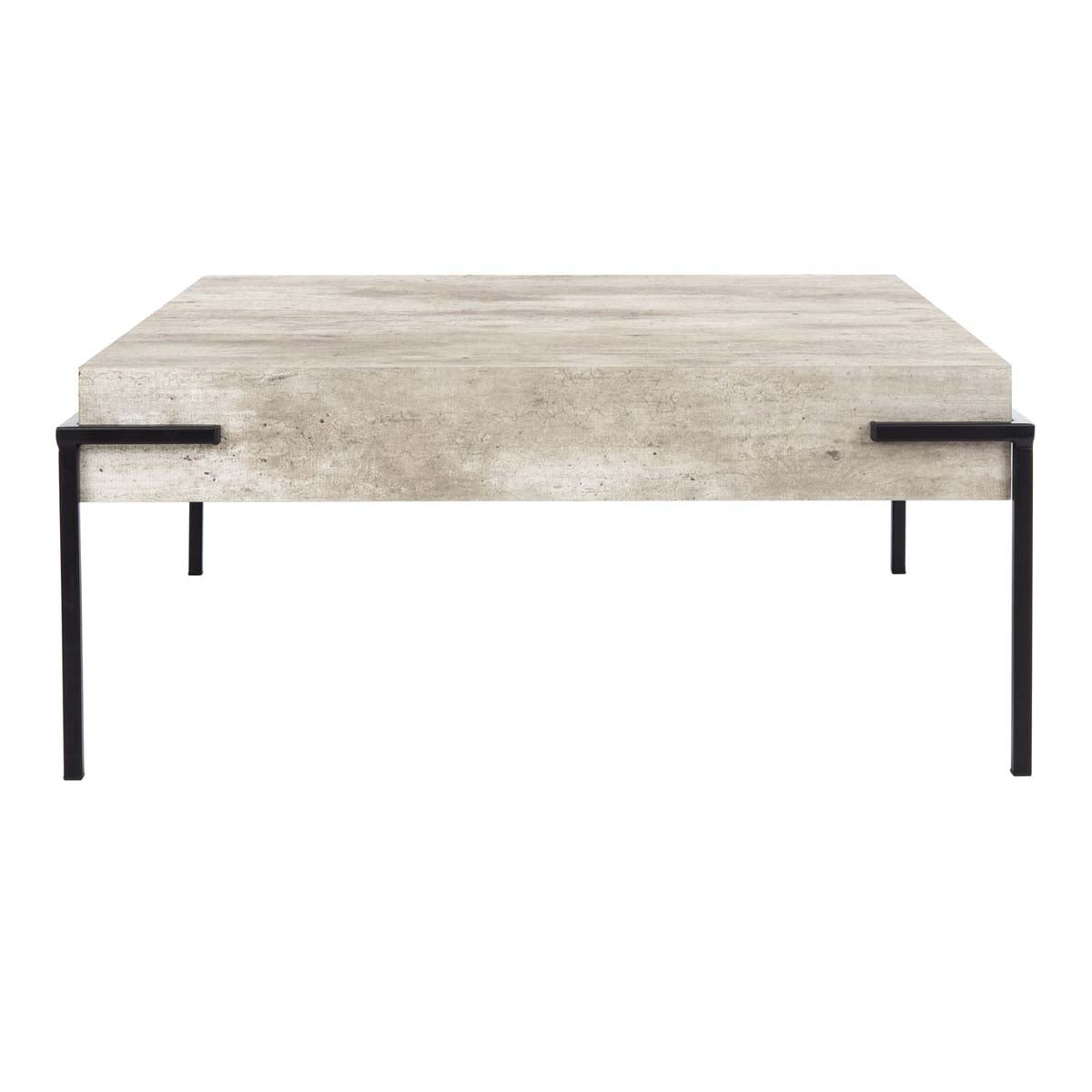Safavieh Eli Square Coffee Table , COF4200 - Light Grey Faux Concrete/Black