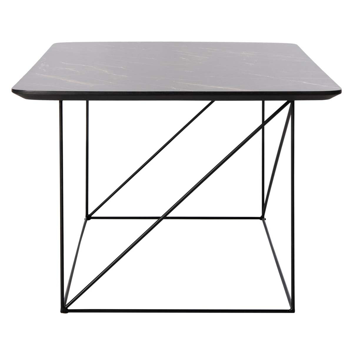 Safavieh Rylee Rectangle Coffee Table , COF4202 - Dark Grey Faux Stone/Black