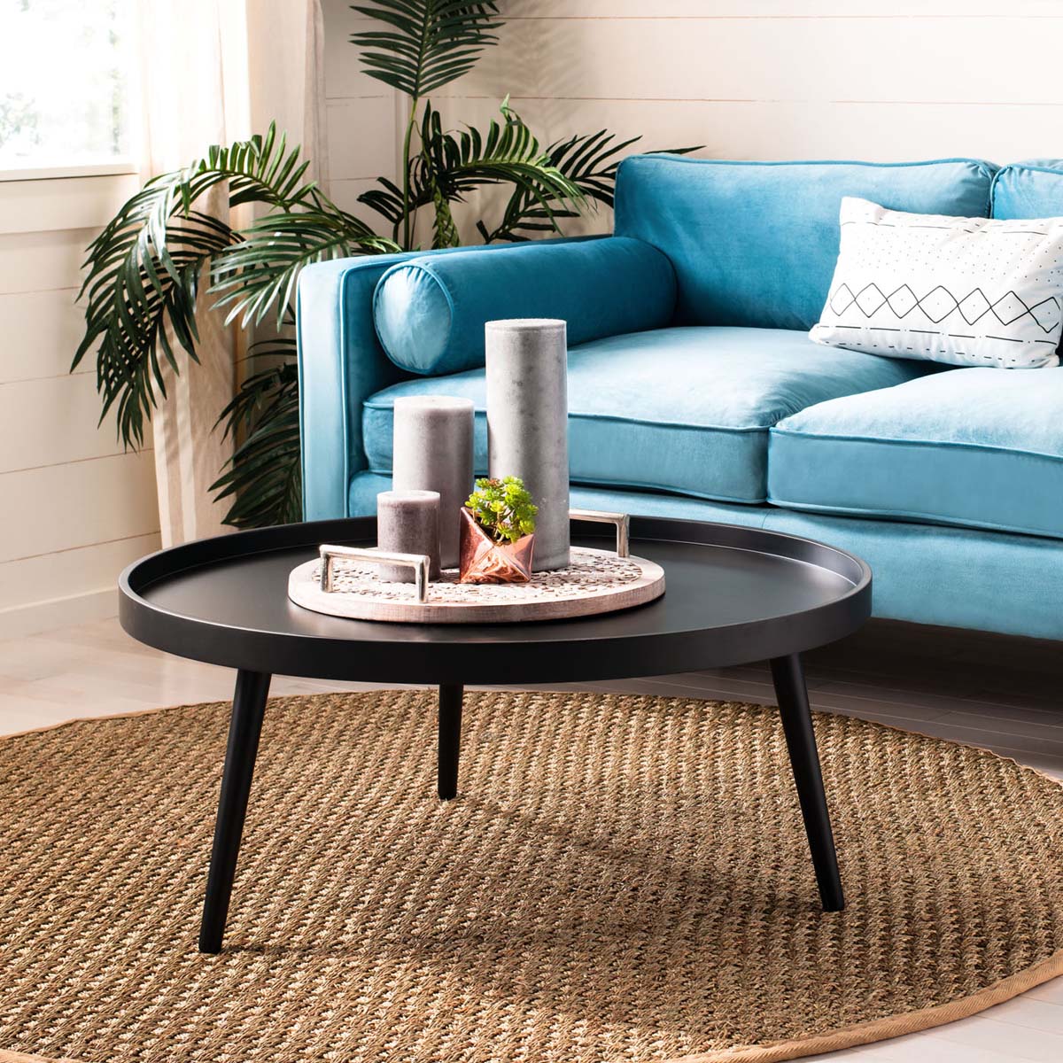 Safavieh Fritz Round Tray Top Coffee Table , COF4204 - Black