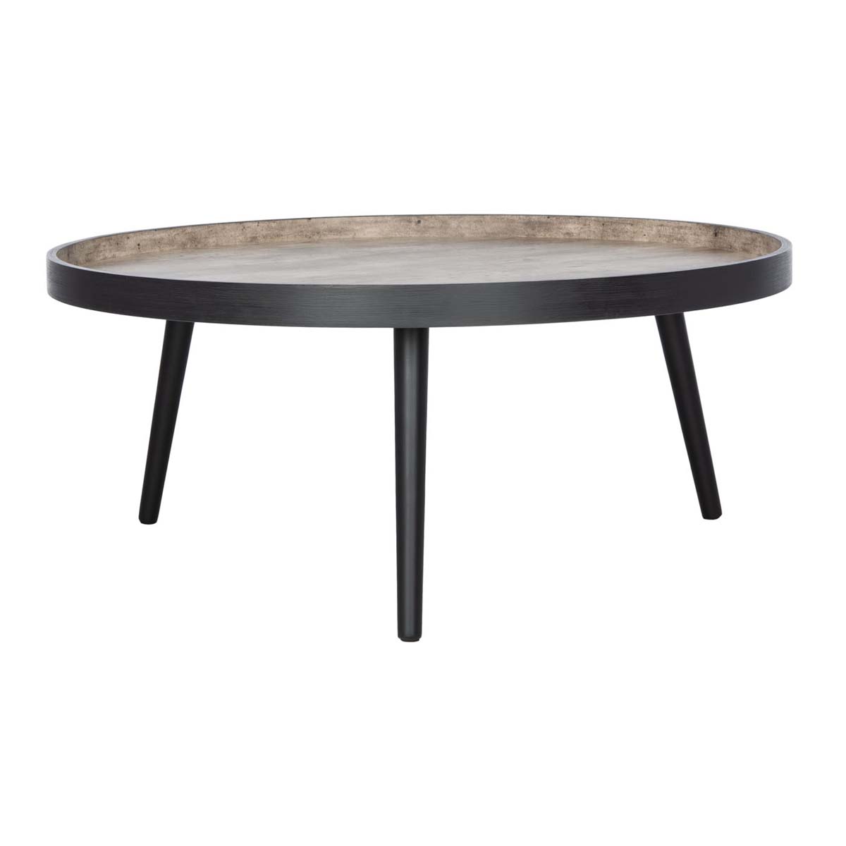 Safavieh Fritz Round Tray Top Coffee Table , COF4204 - Light Grey/Black