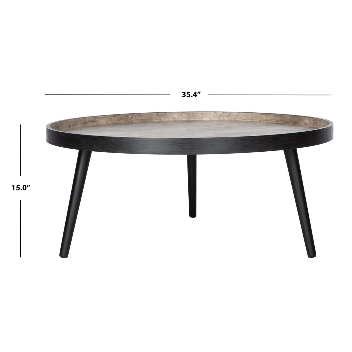 Safavieh Fritz Round Tray Top Coffee Table , COF4204 - Light Grey/Black