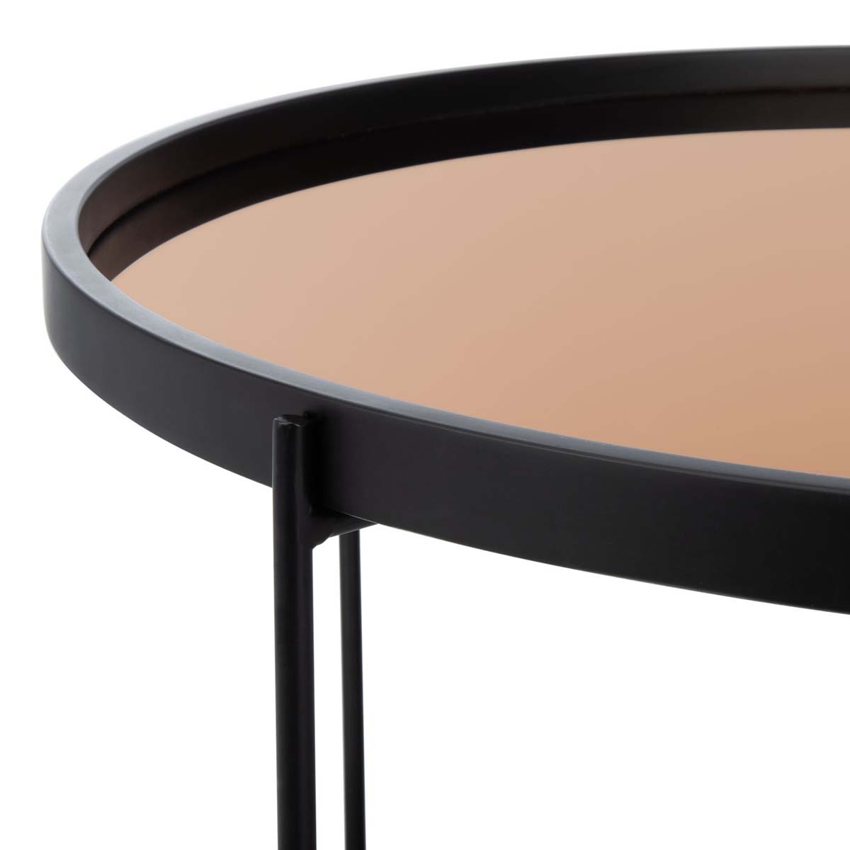 Safavieh Ruby Round Tray Top Coffee Table , COF4205 - Rose Gold/Black